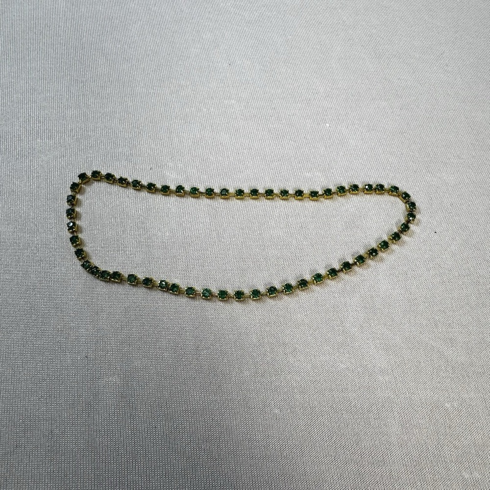 Large Gold Tone With‎ Green Square Gems Bracelet